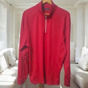Oxford Golf shirt men's size Large red top silver zipper super dry Performance
